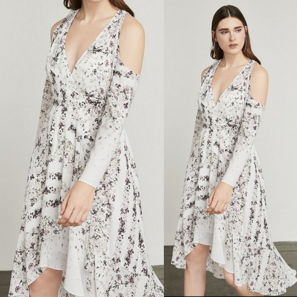 BCBGMaxAzria cold shoulder wrap dress